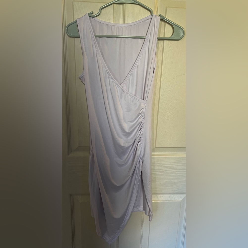 Jersey Material White Cross-Front V-neck Dress, Size S